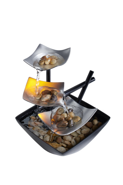 Envirascape Silver Springs Indoor Water Fountain, with Natural River Rocks, Soothing Nature Sounds, Zen Relaxation