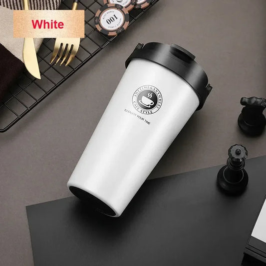 500Ml Insulated Travel Coffee Cup Double Wall Leak-Proof Thermos Mug Vacuum Stainless Steel Tea Tumbler with Lid and Handle